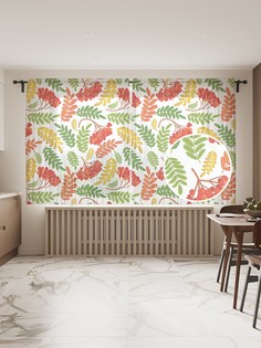 Фототюль JoyArty "Рябиновая осень", 145x180 см (2 полотна со шторной лентой + 50 крючков)