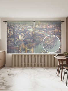 Фототюль JoyArty "Полет над Тауэрским мостом" 145x180см, 2 полотна, лента, 50 крючков