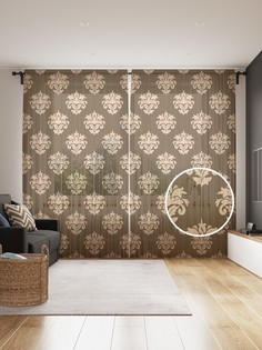 Фототюль JoyArty "Дамасский винтаж", 145x265см (2 полотна со шторной лентой + 50 крючков)