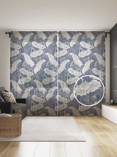 Фототюль JoyArty "Цветение дудл", 145x265см (2 полотна со шторной лентой + 50 крючков)