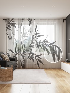 Фототюль JoyArty "Бамбуковая надежда", 145x265см, 2 полотна, лента, 50 крючков