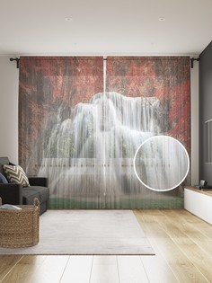 Фототюль JoyArty "Примечательный водопад", 145x265см, 2 полотна, лента, 50 крючков