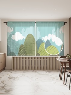 Фототюль JoyArty "Абстрактные горы", 145x180 см (2 полотна со шторной лентой + 50 крючков)