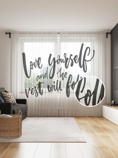 Фототюль JoyArty "Люби себя, а остальное последует" 145x265см