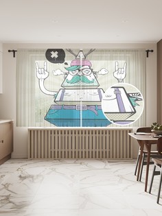 Фототюль JoyArty "Мастер - пирамида" 145x180см (2 полотна со шторной лентой + 50 крючков)