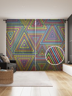 Фототюль JoyArty "Треугольники в цвету" 145x265см, 2 полотна, лента, 50 крючков