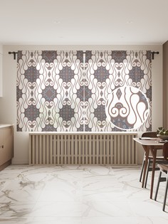 Фототюль JoyArty "Кудрявые цветы", 145x180 см (2 полотна со шторной лентой + 50 крючков)