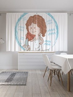 Шторы JoyArty с фотопечатью "Водолей с кувшином" из сатена, 290х180 см