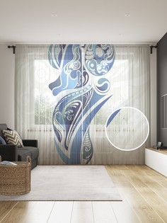 Фототюль JoyArty "Овен в орнаменте", 145x265см (2 полотна со шторной лентой + 50 крючков)