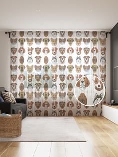 Фототюль JoyArty "Любимая порода собак", 145x265см, 2 полотна, лента, 50 крючков