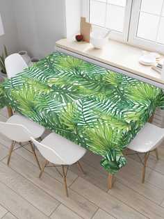 Скатерть прямоугольная JoyArty "Тропические листья" из сатена, 120x145 см