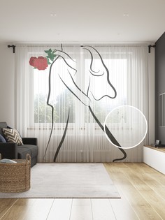 Фототюль JoyArty "Силуэт молодоженов", 145x265см, 2 полотна, лента, 50 крючков