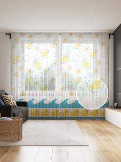 Фототюль JoyArty "Море уточек", 145x265см (2 полотна со шторной лентой + 50 крючков)