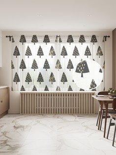 Фототюль JoyArty "Графика елового леса" 145x180см, 2 полотна, лента, 50 крючков