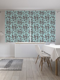 Классические шторы JoyArty "Бабочки над цветами", серия Oxford DeLux, 2 полотна 145x180 см