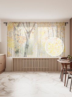 Фототюль JoyArty "Березовая радость", 145x180см (2 полотна со шторной лентой + 50 крючков)