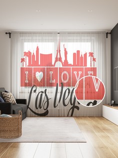 Фототюль JoyArty "Я люблю Лас-Вегас", 145x265см (2 полотна со шторной лентой + 50 крючков)