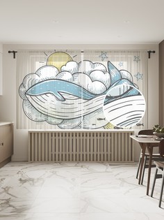 Фототюль JoyArty "Между месяцем и солнцем", 145x180см (2 полотна с лентой + 50 крючков)