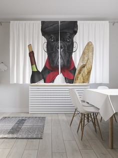 Шторы JoyArty с фотопечатью "С вином и батоном" из сатена, 290х180 см