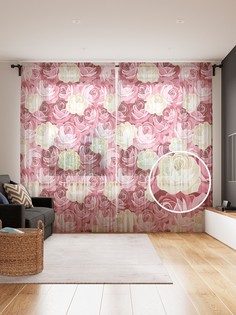 Фототюль JoyArty "Розы", 145x265см (2 полотна со шторной лентой + 50 крючков)