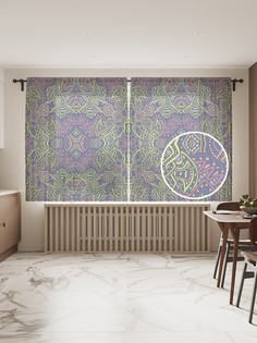 Фототюль JoyArty "Цветной орнамент", 145x180 см (2 полотна со шторной лентой + 50 крючков)