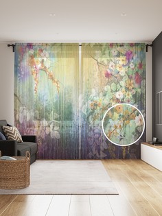 Фототюль JoyArty "Туннель из цветов", 145x265см (2 полотна со шторной лентой + 50 крючков)