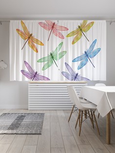 Классические шторы JoyArty "Вектор полосатых крыльев", Oxford DeLux, 2 полотна 145x180 см