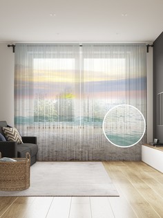 Фототюль JoyArty "Пенистый берег", 145x265см (2 полотна со шторной лентой + 50 крючков)