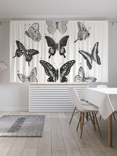 Классические шторы JoyArty "Силуэты бабочек", серия Oxford DeLux, 2 полотна 145x180 см