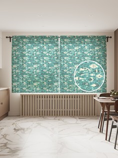 Фототюль JoyArty "Двухцветные рыбы", 145x180 см (2 полотна со шторной лентой + 50 крючков)