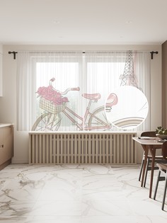 Фототюль JoyArty "Цветочный велосипед в Париже" 145x180см, 2 полотна, лента, 50 крючков