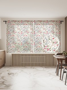 Фототюль JoyArty "Розы, тюльпаны и другие цветы" 145x180см, 2 полотна, лента, 50 крючков