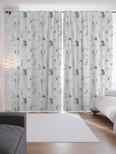 Шторы JoyArty с фотопечатью "Японские журавли" из сатена, 290х265 см