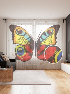 Фототюль JoyArty "Смелая бабочка", 145x265см (2 полотна со шторной лентой + 50 крючков)