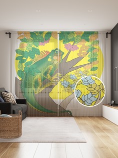 Фототюль JoyArty "И ящерица в листве" 145x265см (2 полотна со шторной лентой + 50 крючков)