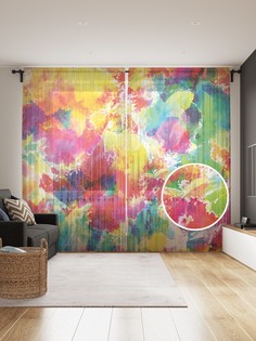 Фототюль JoyArty "Цветные пятна", 145x265см (2 полотна со шторной лентой + 50 крючков)