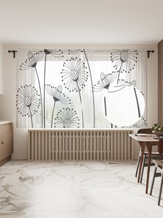 Фототюль JoyArty "Зарисовки цветов", 145x180 см (2 полотна со шторной лентой + 50 крючков)