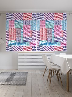 Классические шторы JoyArty "Полосатый пэчворк", серия Oxford DeLux, 2 полотна 145x180 см