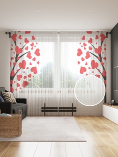 Фототюль JoyArty "Романтическая скамейка", 145x265см, 2 полотна, лента, 50 крючков