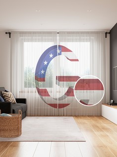 Фототюль JoyArty "Американская g", 145x265см (2 полотна со шторной лентой + 50 крючков)