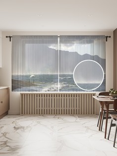 Фототюль JoyArty "Далекий остров", 145x180 см (2 полотна со шторной лентой + 50 крючков)