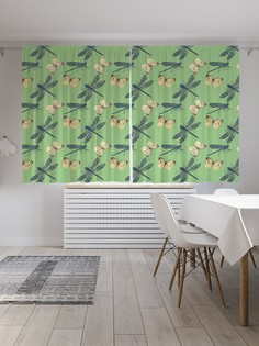 Классические шторы JoyArty "Бабочки и стрекозы", серия Oxford DeLux, 2 полотна 145x180 см