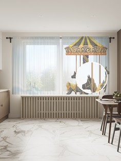 Фототюль JoyArty "Одинокая карусель", 145x180см (2 полотна со шторной лентой + 50 крючков)