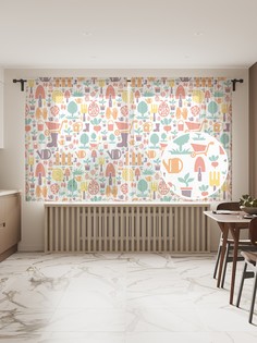 Фототюль JoyArty "Дачные хлопоты", 145x180 см (2 полотна со шторной лентой + 50 крючков)