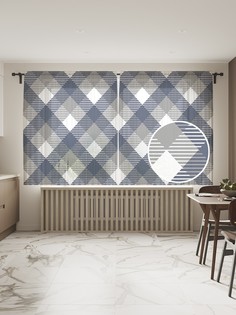 Фототюль JoyArty "Многогранная клетка", 145x180см (2 полотна с лентой + 50 крючков)