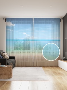 Фототюль JoyArty "Тропический бриз", 145x265см (2 полотна со шторной лентой + 50 крючков)