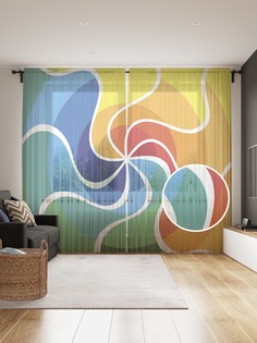 Фототюль JoyArty "Волнистая спираль", 145x265см (2 полотна со шторной лентой + 50 крючков)