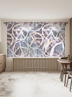 Фототюль JoyArty "Светлые знаки хиппи" 145x180см, 2 полотна, лента, 50 крючков