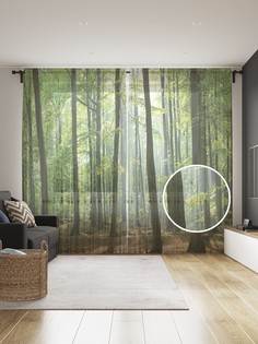 Фототюль JoyArty "Луч света в лесу", 145x265см (2 полотна со шторной лентой + 50 крючков)