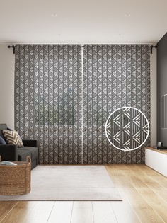 Фототюль JoyArty "Линии на треугольниках" 145x265см, 2 полотна, лента, 50 крючков